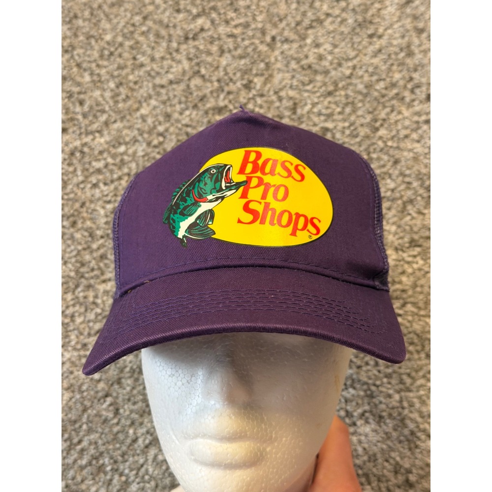 Bass Pro Shops Hat Mens OSFM Purple Mesh Trucker Snapback Fishing Logo Cap